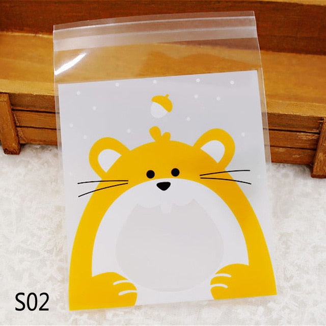 50P 10*10cm Cute Animals Candy Biscuits Cookies Packaging Bags
