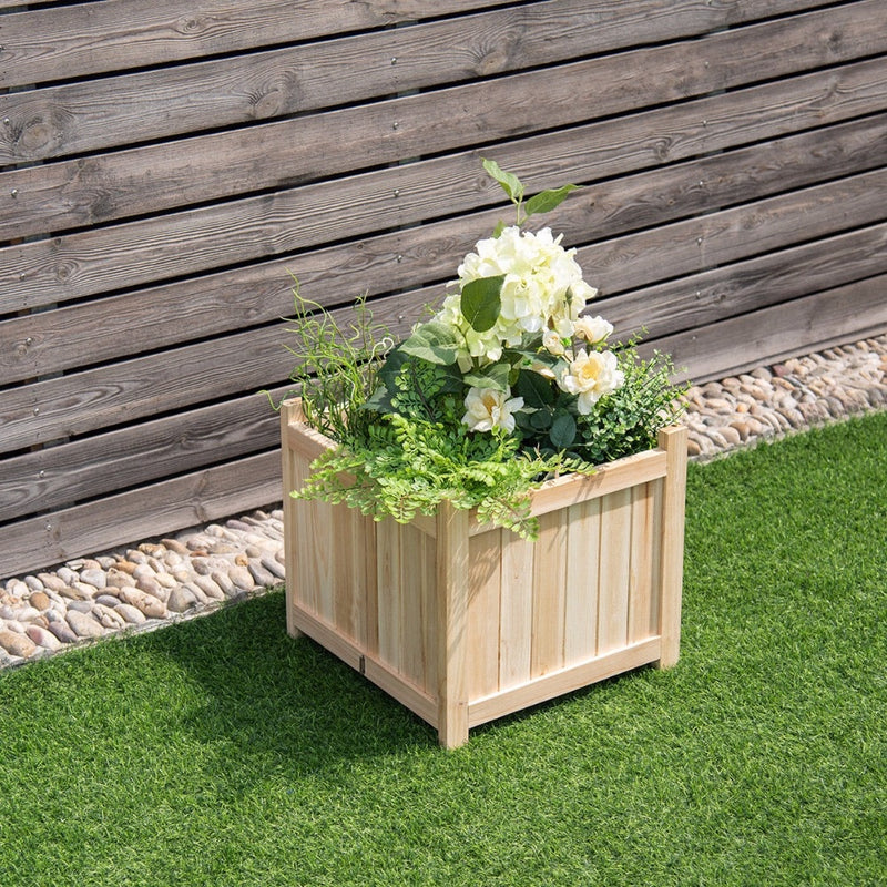 2 PCS Square Wood Flower Planter Box Raised Vegetable Patio Lawn Garden 2*GT3268