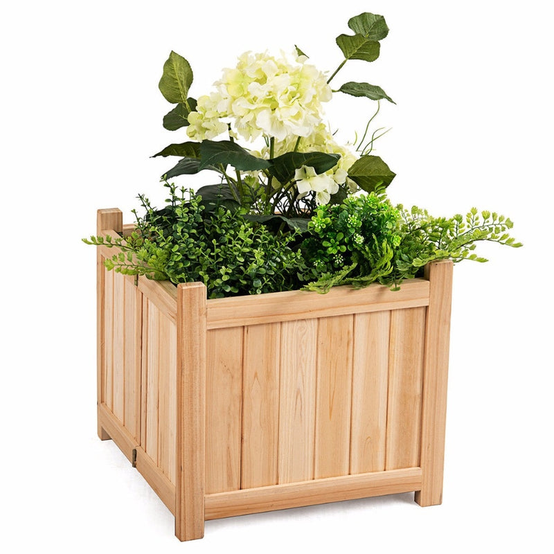 2 PCS Square Wood Flower Planter Box Raised Vegetable Patio Lawn Garden 2*GT3268