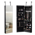 Wall & Door Mounted Mirrored Jewelry Cabinet Storage Organizer W/ Lights&Drawer Home Furniture HW59104