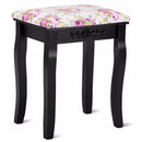 Giantex Wood Dressing Stool Padded Chair Makeup Piano Seat Rose Cushion Black Home Furniture HW53876BK