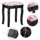 Giantex Wood Dressing Stool Padded Chair Makeup Piano Seat Rose Cushion Black Home Furniture HW53876BK