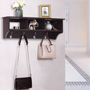Wall Mount Coat Rack Storage Shelf  Organizer Hooks Entryway Hallway Brown HW57484CF