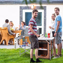 Foldable Camping Table Outdoor BBQ Portable Grilling Stand w/Windscreen Bag Outdoor Furniture OP3689