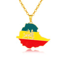 Ethiopian Flag & Lion Map Pendant Necklaces Women/Men Jewelry