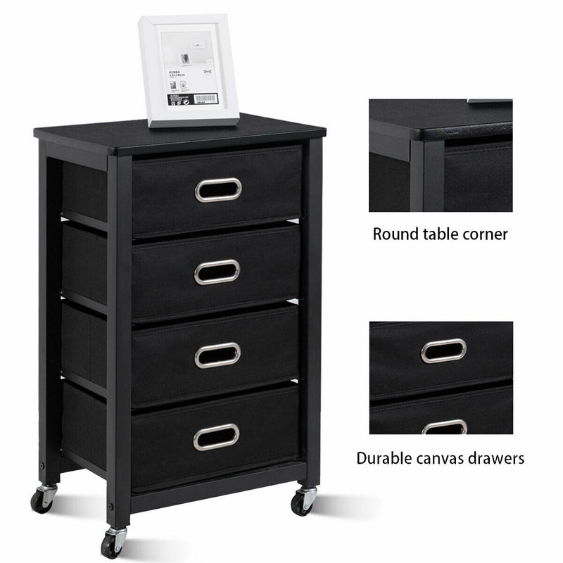 Rolling File Cabinet Heavy Duty Mobile Storage Filing Cabinet w/ 4 Drawers HW54022