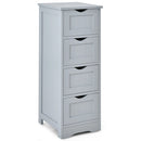 Floor Wooden Free Standing Storage Side Organizer for Bathroom (White)