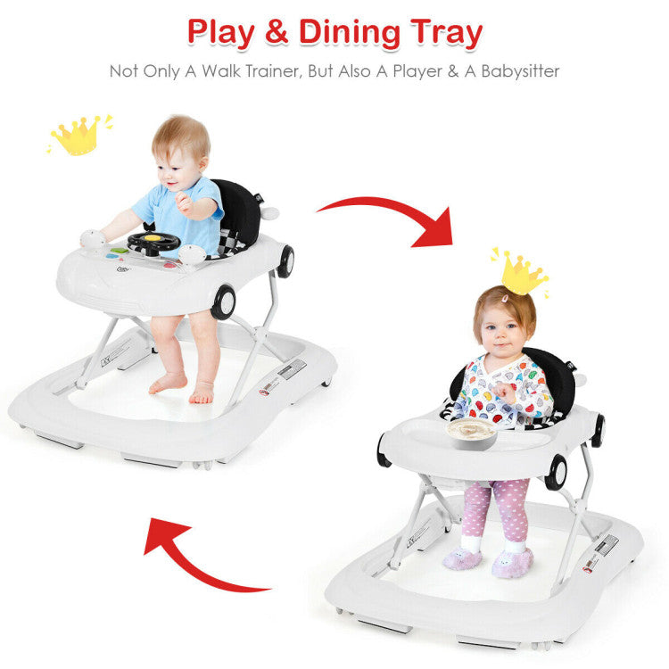 2-in-1 Foldable Baby Walker with Music Player and Lights