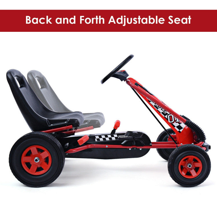 4 Wheel Pedal Powered Ride On Car with Adjustable Seat - Red