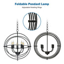 20 Inch 5 Lights Metal Chandelier with Pivoting Interlocking Rings