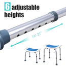 Shower Stool 6 Adjustable Height Non-Slip Padded Blue Seat
