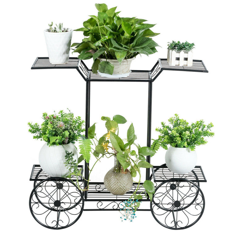 6-Tier Garden Cart Flower Rack Display Decor Pot Plant Holder