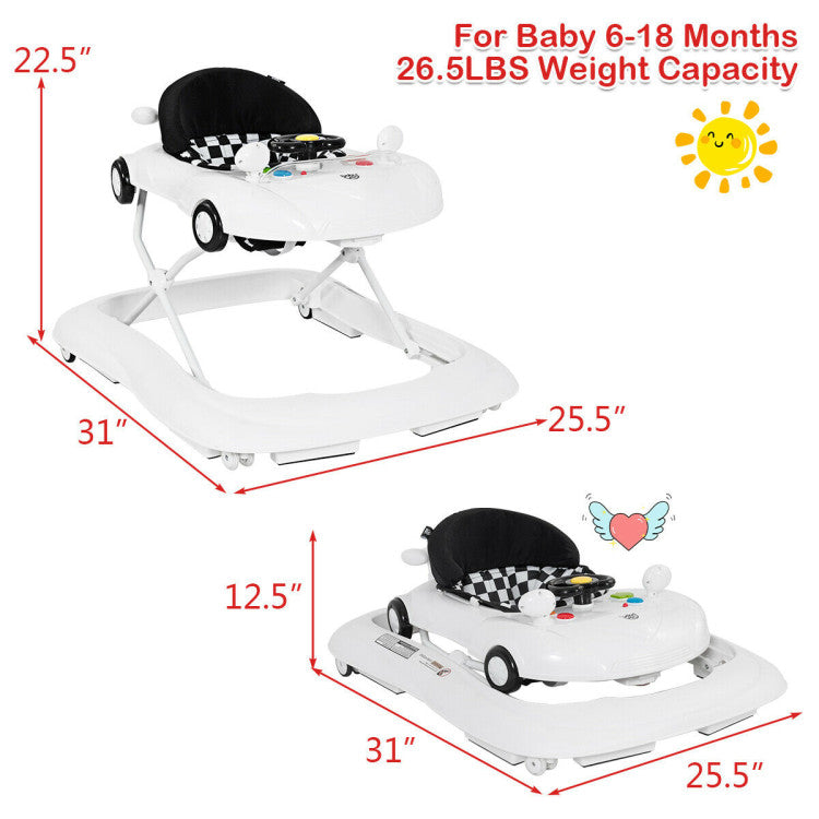 2-in-1 Foldable Baby Walker with Music Player and Lights