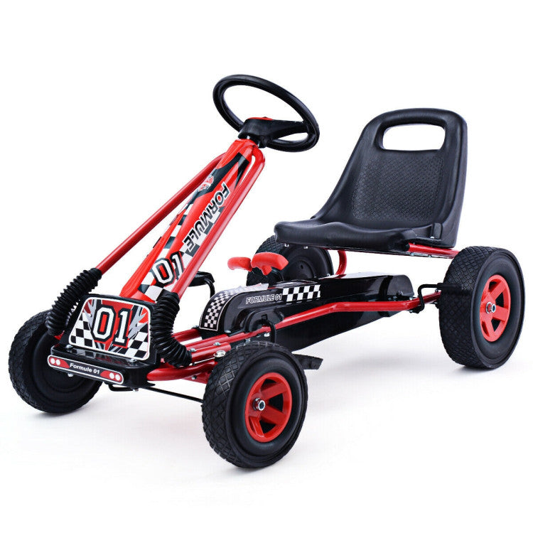 4 Wheel Pedal Powered Ride On Car with Adjustable Seat - Red