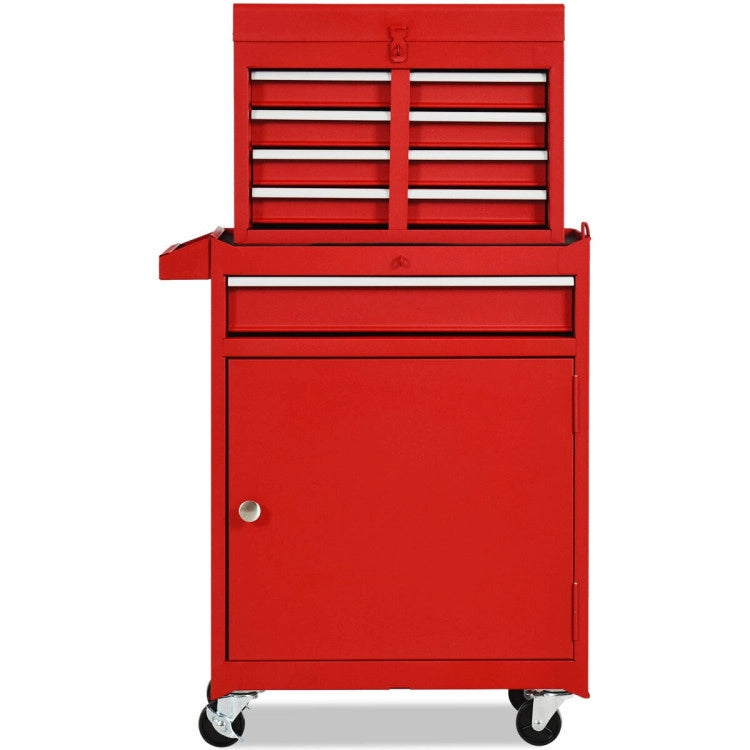 2-in-1 Rolling Tool Chest with 5 Sliding Lockable Drawers