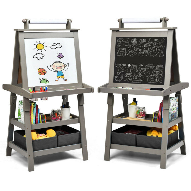 3 in 1 Double-Sided Storage Art Easel (Coffee)