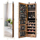 Mirrored Wall & Door Mounted Jewelry Cabinet Storage Organizer W/ Lights&Drawer