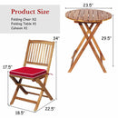 3PCS Patio Folding Wooden Bistro Set Cushioned Chair Conversation Garden Red