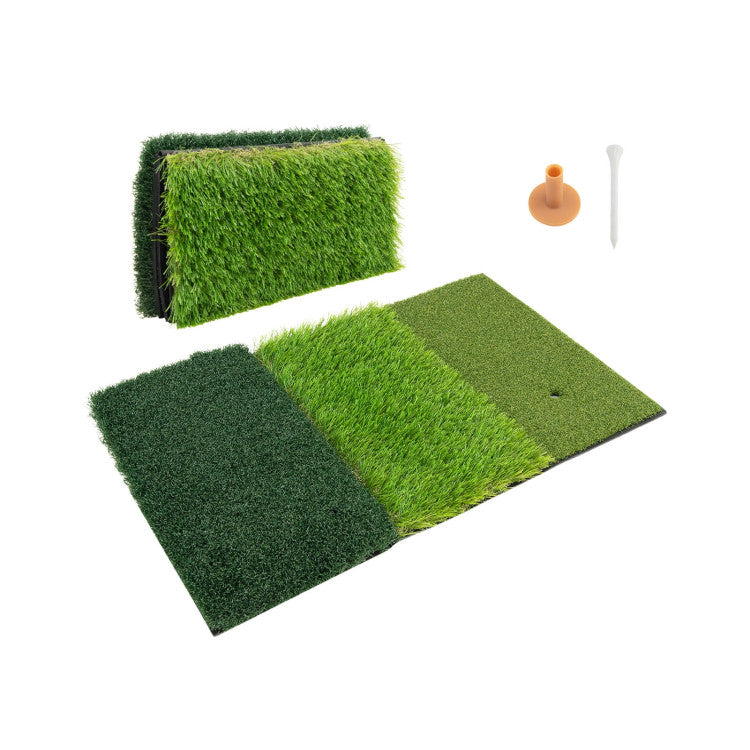 3-in-1 Golf Hitting Mats with 3 Rubber Tees