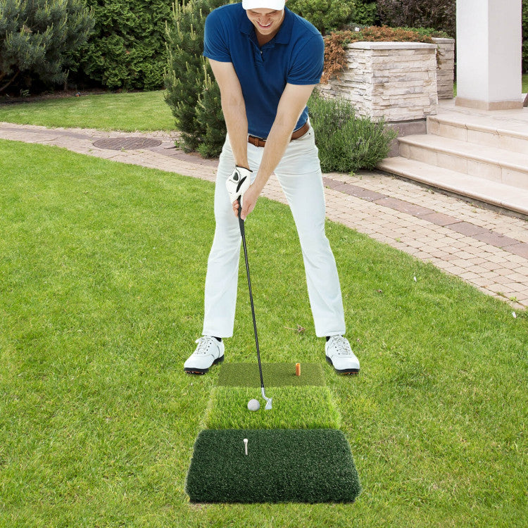 3-in-1 Golf Hitting Mats with 3 Rubber Tees