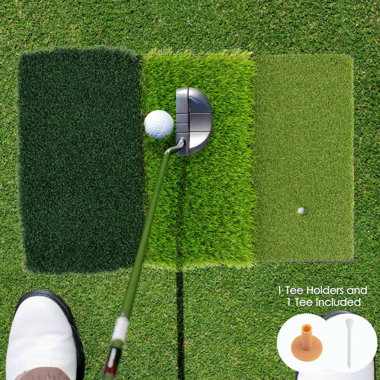 3-in-1 Golf Hitting Mats with 3 Rubber Tees