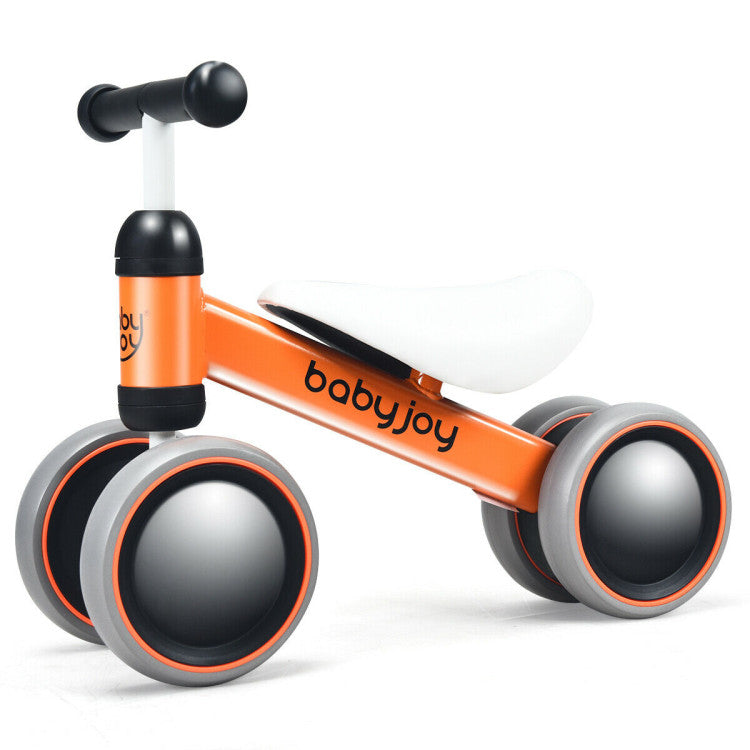 4 Wheels No-Pedal Baby Balance Bike - Orange