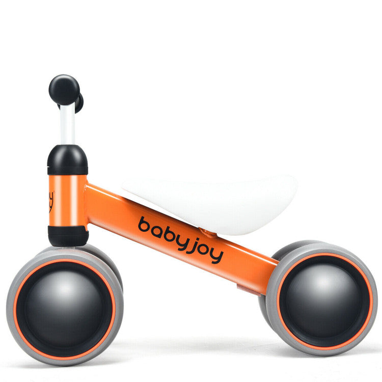 4 Wheels No-Pedal Baby Balance Bike - Orange