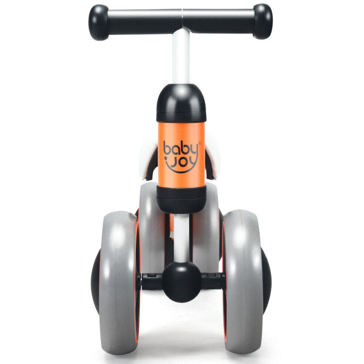 4 Wheels No-Pedal Baby Balance Bike - Orange