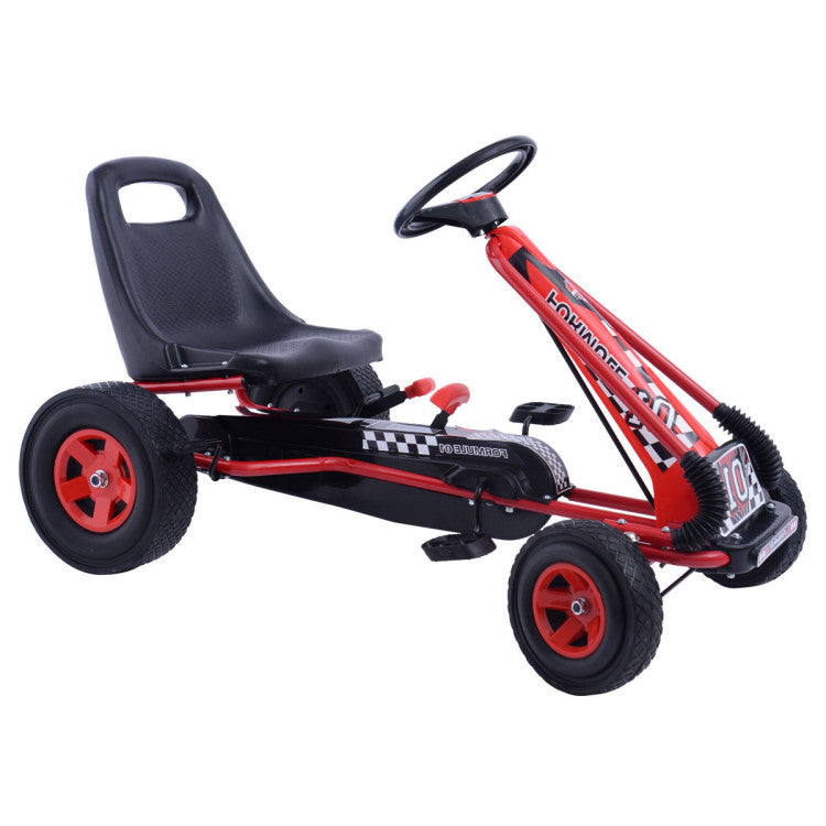 4 Wheel Pedal Powered Ride On Car with Adjustable Seat - Red