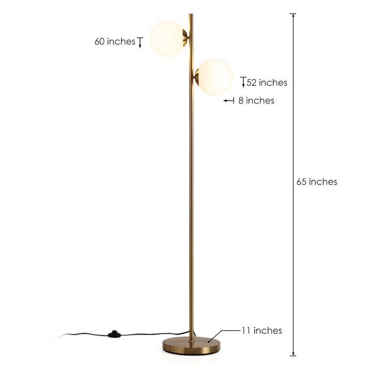 65 Inch LED Floor Lamp with 2 Light Bulbs and Foot Switch